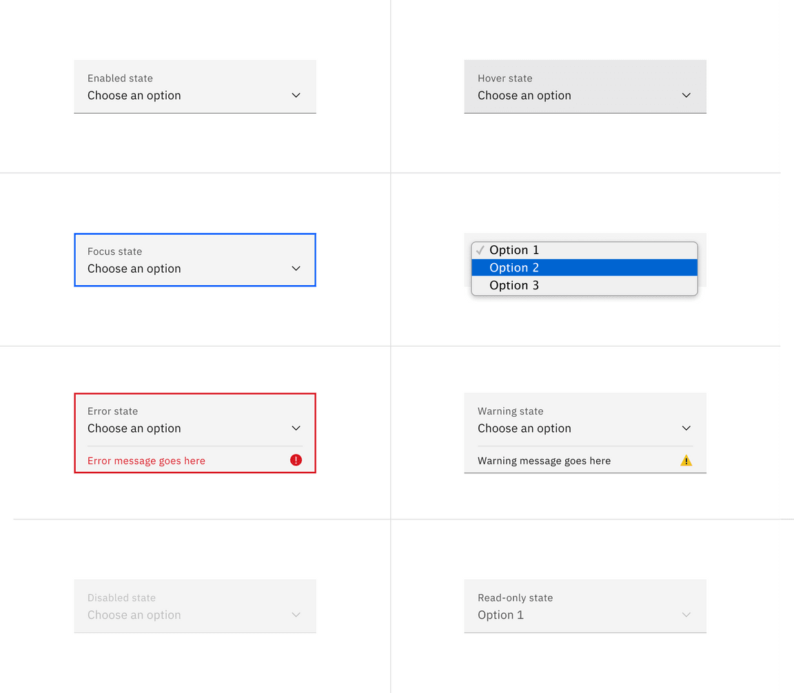 Select interactive states