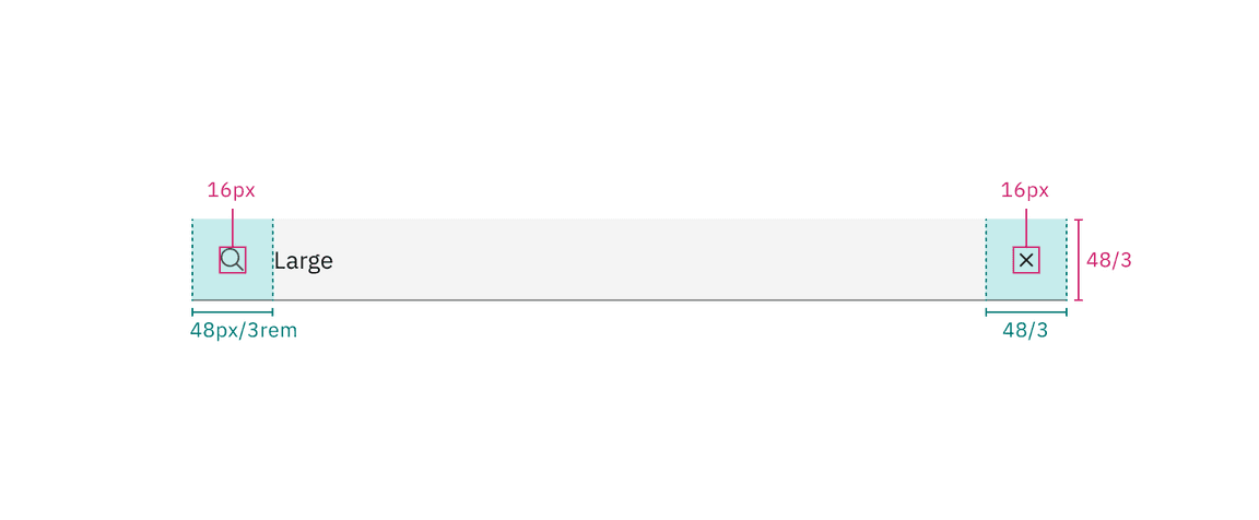 Structure and spacing measurements for default large search